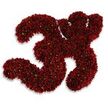 A detailed, celebratory composition of the number thirty-three (33), formed not from petals but from countless tiny, dark red, shimmering granules that catch the light like edible sugar crystals or fine decorative sprinkles. From a distance the numerals read as a richly hued maroon or garnet mass; close up, each grain glints with a subtle highlight where soft studio light meets the uneven surface, giving the figures a tactile, almost confectionary sheen. The two distinct '3's are tightly packed and precisely contoured, their rough, slightly irregular texture throwing delicate shadows that deepen the sense of volume against a pristine white backdrop. A pale, diffuse gray cast beneath the composition makes the numerals appear to lift slightly from the surface, as if hovering above a clean pastry board or a craft table. The overall mood balances playful indulgence with exacting craft - suitable for marking a 33rd birthday, a milestone sales figure, or an anniversary beneath a celebratory headline. There is an implied scent of sugar and spice in the imagination, the kind you associate with village bake-offs or weekend markets near North Ockendon's green, where local bakers and crafters display their wares. As a visual piece it reads both as an artistic statement and a piece of precise information, the material choice suggesting parties, bespoke confectionery, or detailed event styling. A florist or event stylist describing this for a sight-impaired client might note the cool smoothness of the white field, the warm, almost velvety colour of the granules, and the lively, festive energy the number gives to an otherwise simple composition in the heart of our village community.